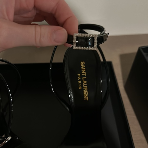 Saint Laurent Claude 110mm buckle heel sandal in patent leather - Picture 12 of 16